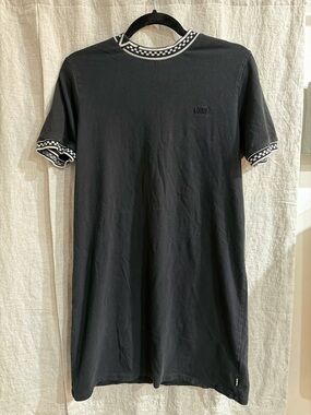 Super Cute! Vans Black Tee Dress with Checkerboard Trim